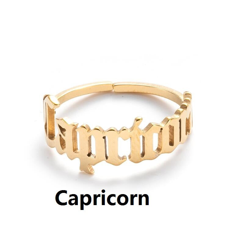 Wholesale Stainless steel retro twelve zodiac simple open ring
